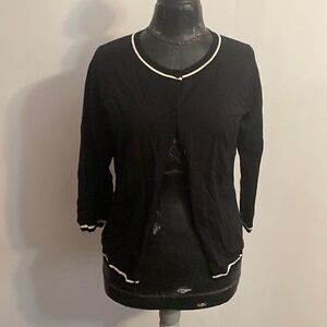 Pendleton button down sweater, black/white